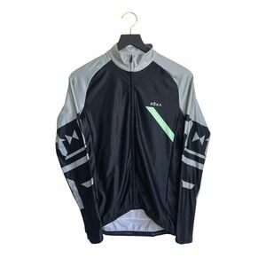 ROKA Women's Cycling Jersey Long Sleeve Full Zip Black Gray Green Graphic MT